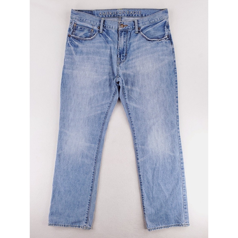 American Eagle Jeans Mens 34x32 Original Straight Distressed Heavy Denim Pants